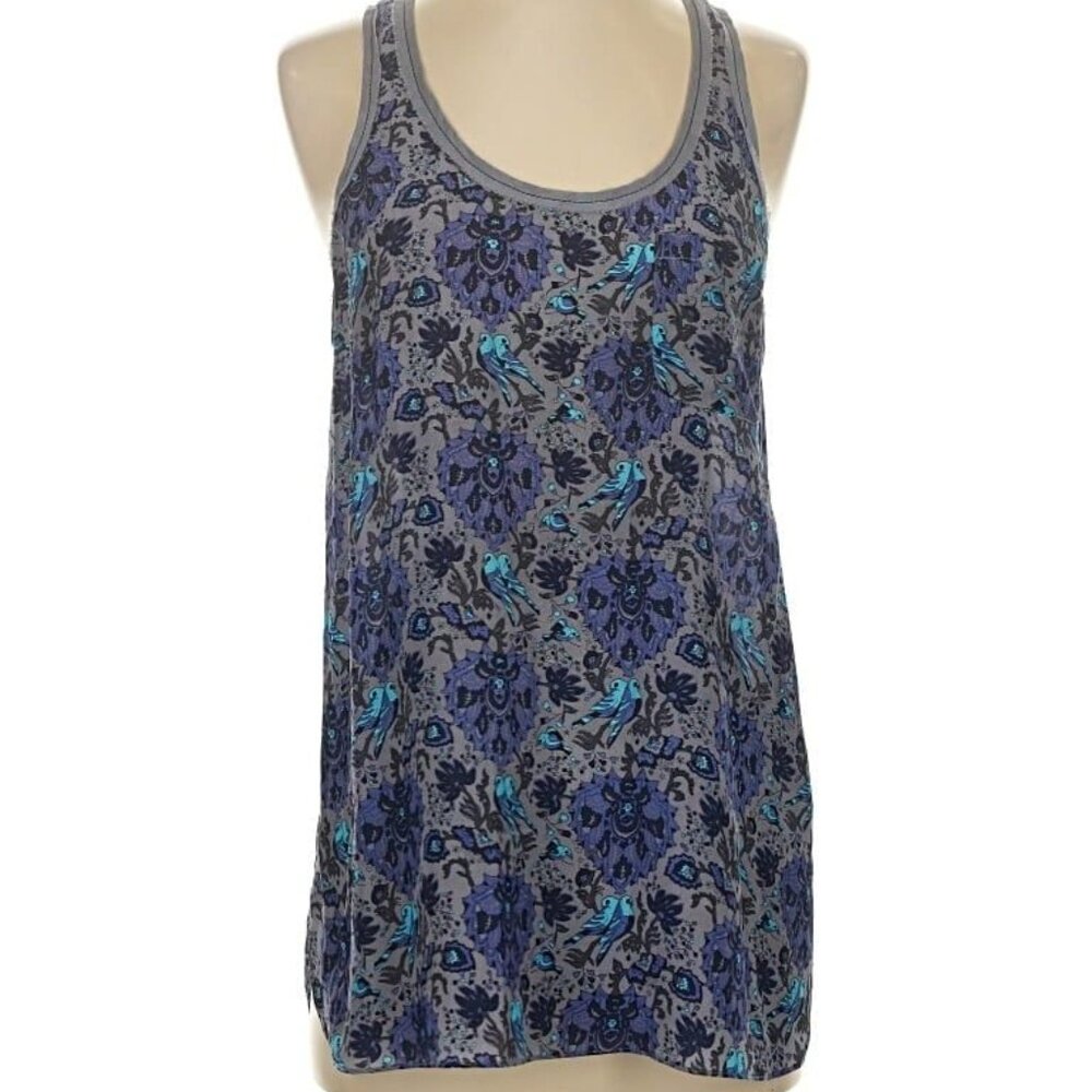 Rebecca Taylor 100% Silk Lovebird Tank Size 2 Blue Turquoise